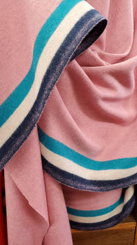 NEW Lady Poirot 100% Wool Made in Italy Coat Fabric Pink with Blue and White Stripes on Selvage - Fancy Styles Fabric Pierre Frey Lee Jofa Brunschwig & Fils