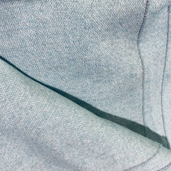 NEW Lady Burga Woven Wool Apparel Fabric Light Blue with Metallic Silver Specs - Fancy Styles Fabric Pierre Frey Lee Jofa Brunschwig & Fils