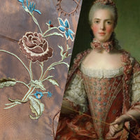 Fat Quarter: Queen Dragonia Novelty 100% Silk Dupioni Embroidered Floral Fabric - Copper Blue Iridescence - Fancy Styles Fabric Pierre Frey Lee Jofa Brunschwig & Fils