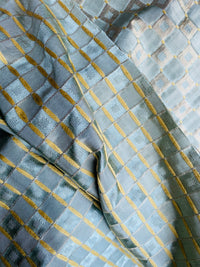 NEW Queen Angelina- 100% Silk Fabric with Duck Egg Blue and Gold Honeycomb Motif- SB_7_6 - Fancy Styles Fabric Pierre Frey Lee Jofa Brunschwig & Fils