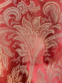 NEW Lord Mathias 100% Silk Taffeta Jacquard Floral Fabric - Red and Gold - Fancy Styles Fabric Pierre Frey Lee Jofa Brunschwig & Fils