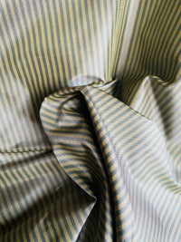 NEW Lady Bernadette 100% Silk Taffeta Fabric with 1/8” Grey and Gold Pinstripes SB_8_51 - Fancy Styles Fabric Pierre Frey Lee Jofa Brunschwig & Fils