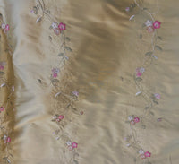 NEW! Duchess Rowena 100% Silk Dupioni Embroidery Floral Fabric- Light Gold SB_3_8 - Fancy Styles Fabric Pierre Frey Lee Jofa Brunschwig & Fils