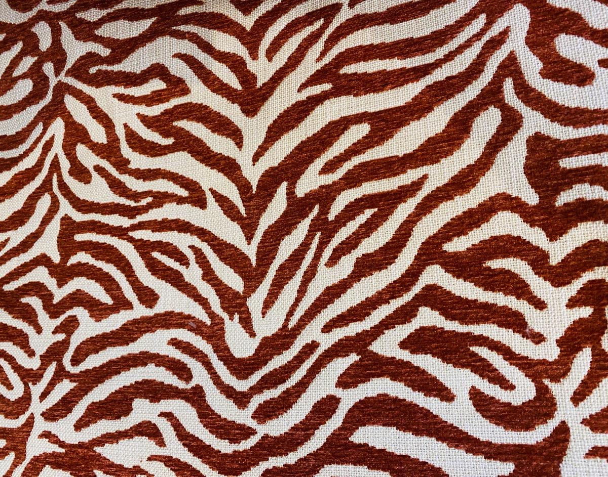 NEW Queen Claudia Designer Upholstery Heavyweight Burnout Zebra Chenille Fabric- Rust Red BTY - Fancy Styles Fabric Pierre Frey Lee Jofa Brunschwig & Fils