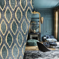 NEW King Roland Burnout Diamond Chenille Velvet Fabric Upholstery Blue - Fancy Styles Fabric Pierre Frey Lee Jofa Brunschwig & Fils