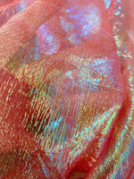 NEW Contessa Abelarda Iridescent Metallic Organza in Coral Aqua Shimmer