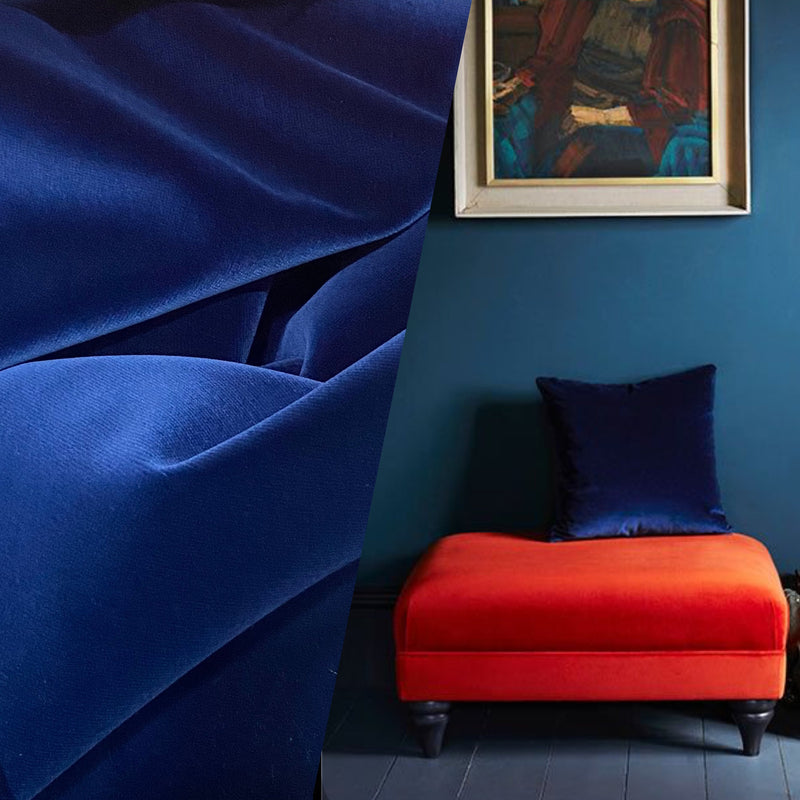 NEW! Prince Oliver Designer 100% Cotton Made In Belgium Upholstery Velvet Fabric Jewel Blue - Fancy Styles Fabric Pierre Frey Lee Jofa Brunschwig & Fils