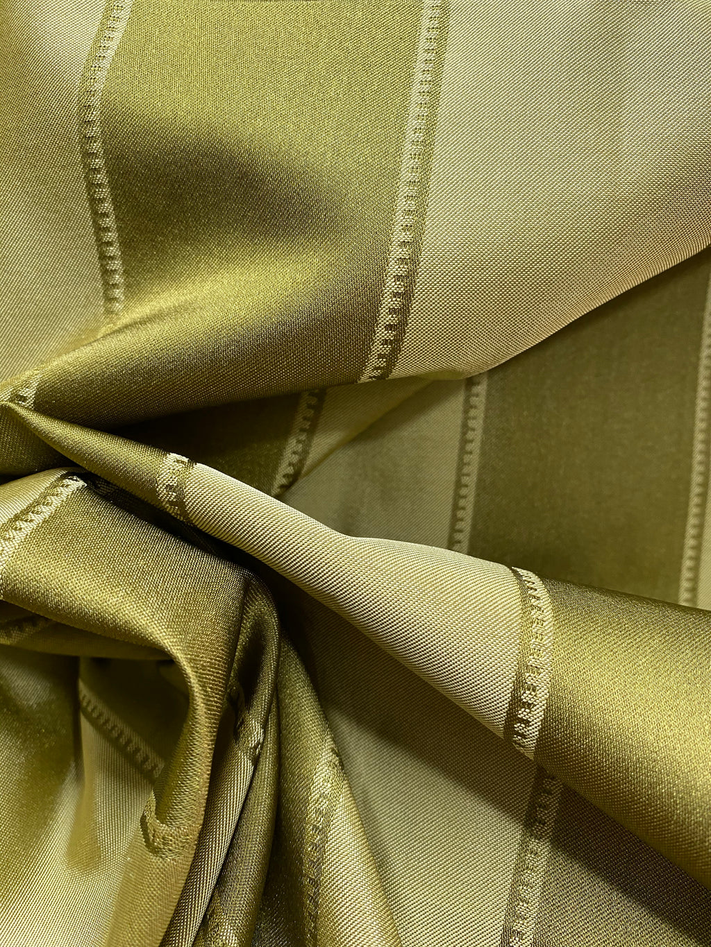 New! Olive and Gold Satin Stripes Fabric - Fancy Styles Fabric Pierre Frey Lee Jofa Brunschwig & Fils
