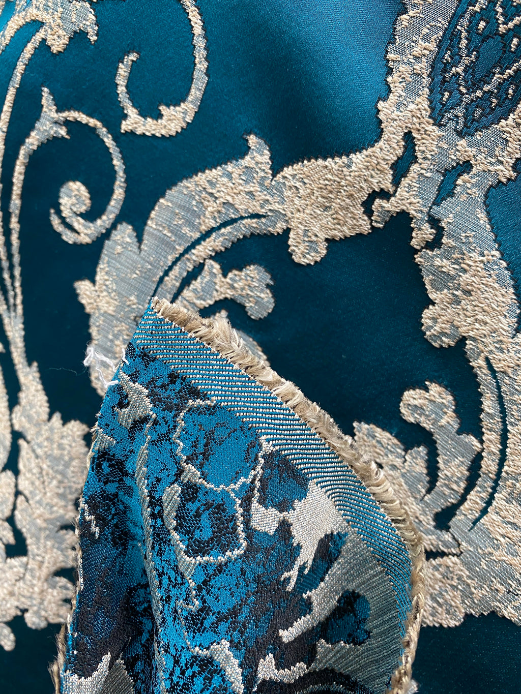 Velvet Upholstery Fabric Teal Blue Agate Rock One of a Kind Handmade  Commercial Grade Fabric Fiber Art