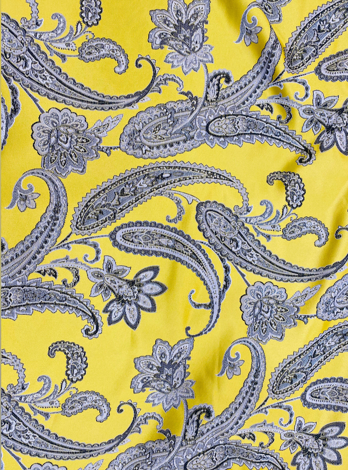 NEW Queen Kat Jacquard Satin Paisley Fabric Made in Italy- Upholstery & Drapery- Yellow - Fancy Styles Fabric Pierre Frey Lee Jofa Brunschwig & Fils