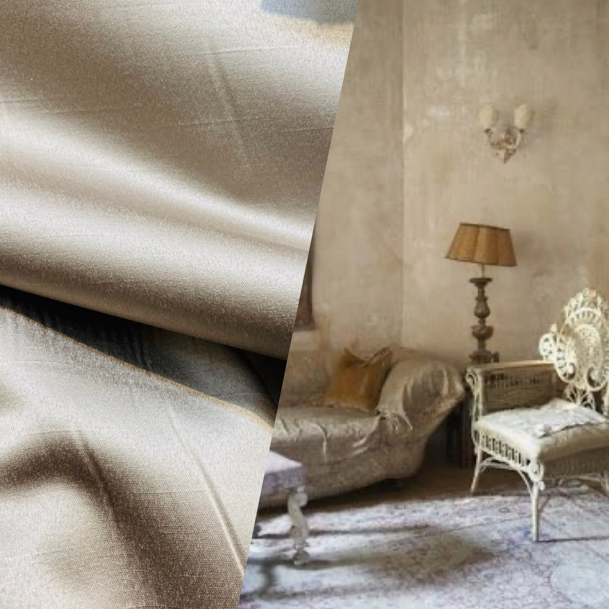 NEW! SALE! Princess Zander Satin Solid Decorating & Upholstery Fabric - Beige Gold - Fancy Styles Fabric Pierre Frey Lee Jofa Brunschwig & Fils