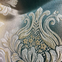 NEW King Louis XIV Novelty Neoclassical Brocade Medallion Floral Satin Fabric - Teal - Fancy Styles Fabric Pierre Frey Lee Jofa Brunschwig & Fils
