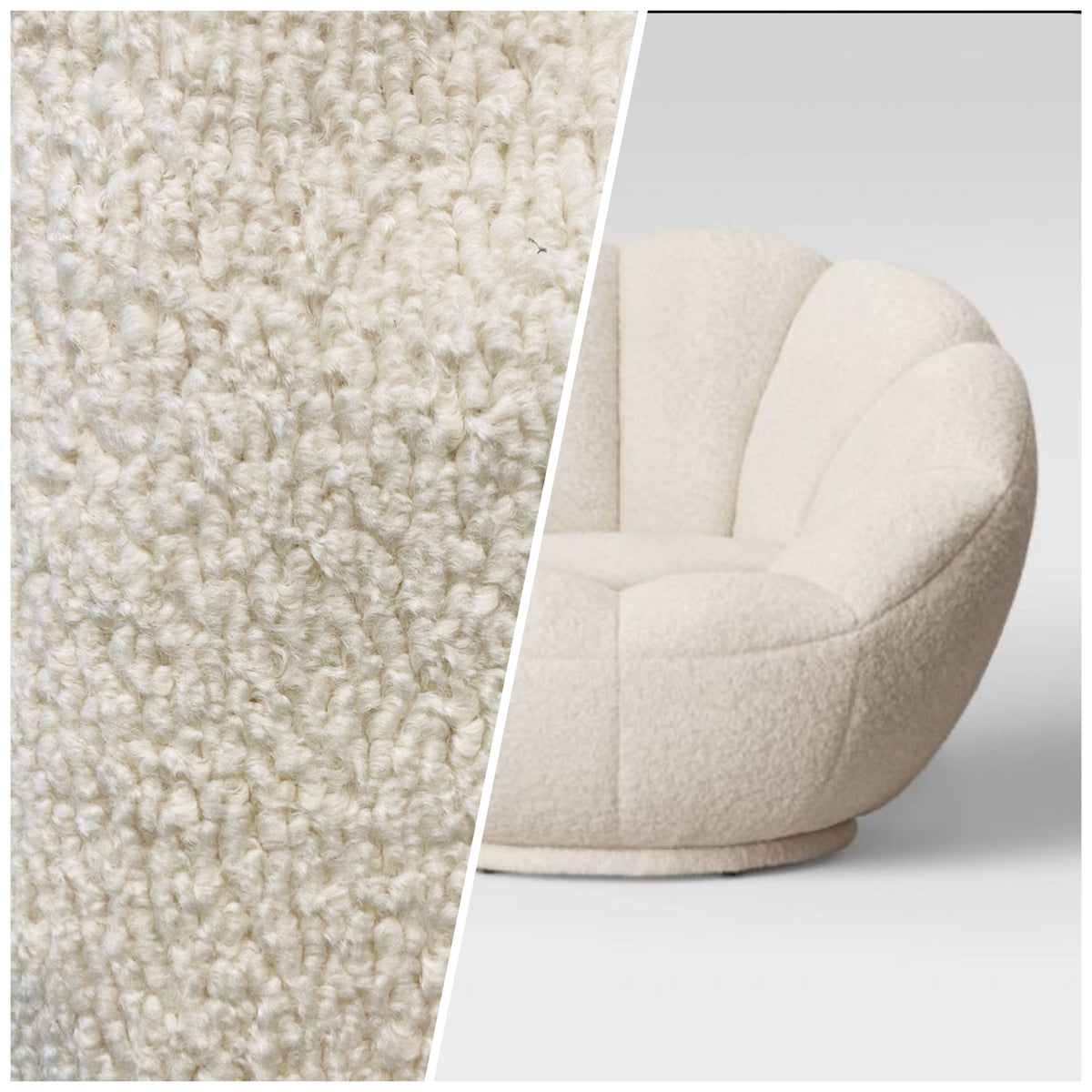 NEW Sir Hugo Designer Upholstery Boucle Sherpa Faux Fur Fabric in Cream White - Fancy Styles Fabric Pierre Frey Lee Jofa Brunschwig & Fils