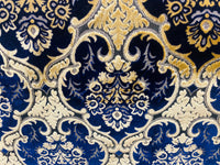 NEW Sir Scott Designer Italian Burnout Medallion Chenille Velvet Fabric Jewel Blue and Beige Yellow- Upholstery - Fancy Styles Fabric Pierre Frey Lee Jofa Brunschwig & Fils