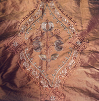 NEW Queen Riviera Novelty 100% Silk Dupioni Embroidered Floral Fabric - Copper Pink - Fancy Styles Fabric Pierre Frey Lee Jofa Brunschwig & Fils