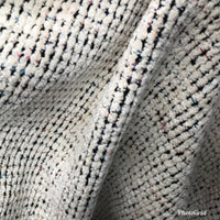 SALE! Designer Chunky Chenille Fabric - White With Color Yarns- Upholstery - Fancy Styles Fabric Pierre Frey Lee Jofa Brunschwig & Fils