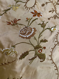 NEW! Queen Dragonia Novelty 100% Silk Dupioni Embroidered Floral Fabric - Gold - Fancy Styles Fabric Pierre Frey Lee Jofa Brunschwig & Fils