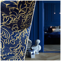 NEW Designer Velvet Chenille Burnout Upholstery Fabric - Blue & Peach- Upholstery - Fancy Styles Fabric Pierre Frey Lee Jofa Brunschwig & Fils