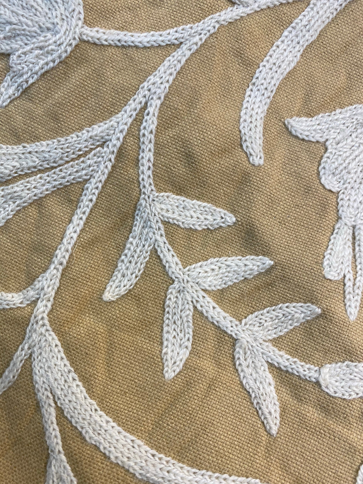NEW! SALE! Lady Gelina Novelty Crewel Embroidered 100% Cotton Fabric Camel and White - Fancy Styles Fabric Pierre Frey Lee Jofa Brunschwig & Fils