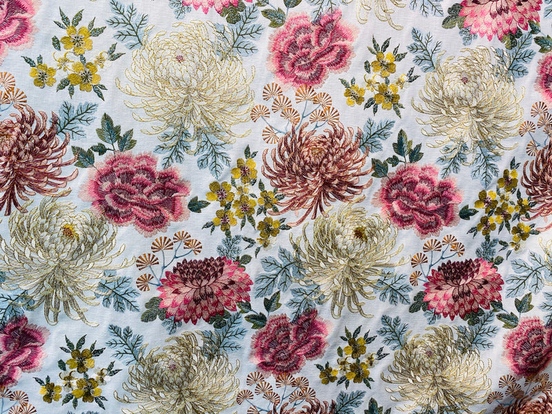 NEW! Lady Larissa Novelty Floral Embroidery Upholstery & Decorating Fabric
