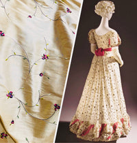 NEW Miss Jessica Designer 100% Silk Dupioni - Ivory Pale Yellow with Floral Embroidery - Fancy Styles Fabric Pierre Frey Lee Jofa Brunschwig & Fils