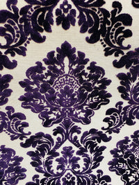 NEW! Duke Gabriel Designer Damask Burnout Chenille Velvet Fabric - Purple - Fancy Styles Fabric Pierre Frey Lee Jofa Brunschwig & Fils