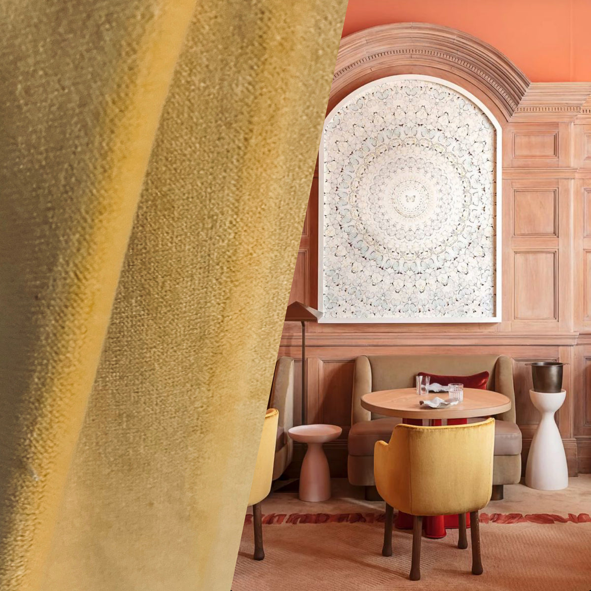 NEW! Princess Piama - Made in England- Soft Solid Cotton Blend Velvet Fabric in Icy Sunflower Yellow - Fancy Styles Fabric Pierre Frey Lee Jofa Brunschwig & Fils