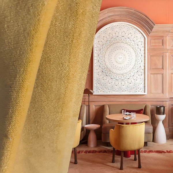 NEW! Princess Piama - Made in England- Soft Solid Cotton Blend Velvet Fabric in Icy Sunflower Yellow - Fancy Styles Fabric Pierre Frey Lee Jofa Brunschwig & Fils