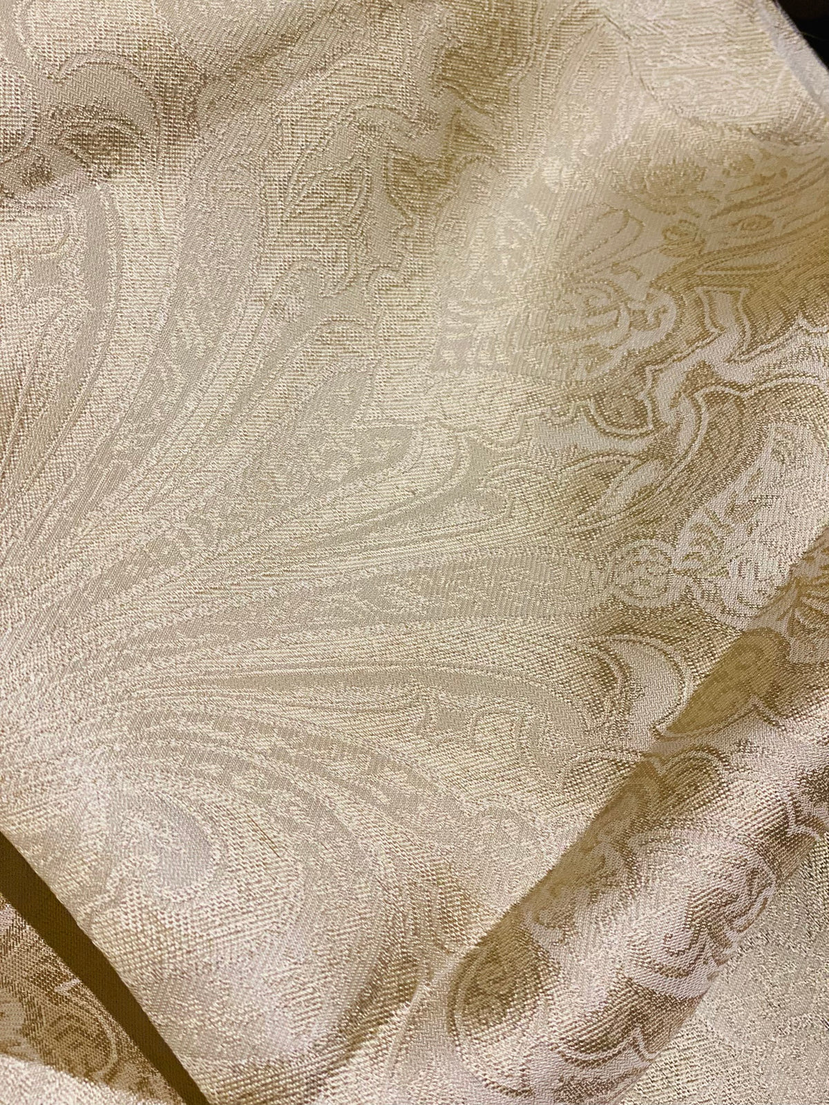 NEW Queen Lita 100% Silk Jacquard Lightweight Paisley Fabric - Gold- SB_8_2 - Fancy Styles Fabric Pierre Frey Lee Jofa Brunschwig & Fils