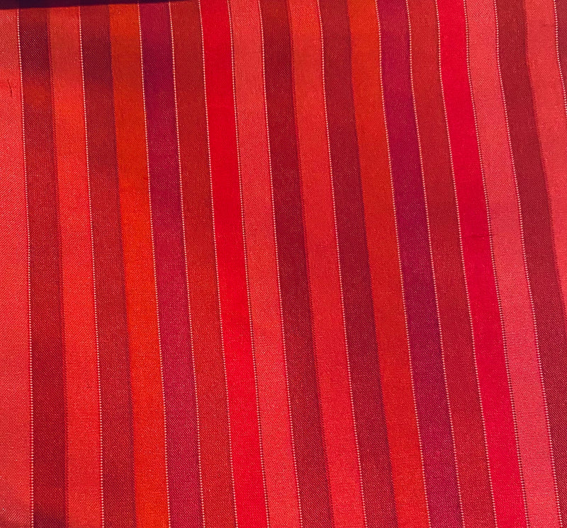 SALE! Duchess Roxanne 100% Silk Taffeta Fabric Red Multicolor Stripes SB_1_56