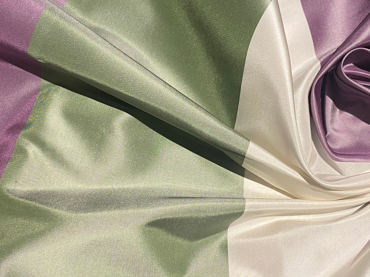 NEW Lady Chinta 100% Silk Taffeta Purple, Green and White Stripe Fabric SB_8_33 - Fancy Styles Fabric Pierre Frey Lee Jofa Brunschwig & Fils