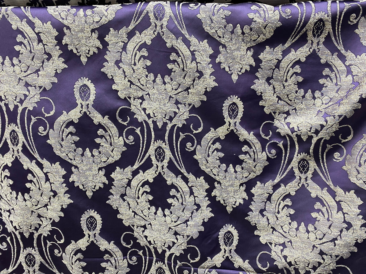 NEW Lord Tustin Brocade Upholstery & Drapery Satin Damask Fabric - Purple - Fancy Styles Fabric Pierre Frey Lee Jofa Brunschwig & Fils