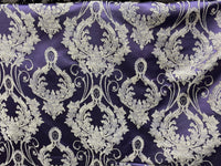 NEW Lord Tustin Brocade Upholstery & Drapery Satin Damask Fabric - Purple - Fancy Styles Fabric Pierre Frey Lee Jofa Brunschwig & Fils