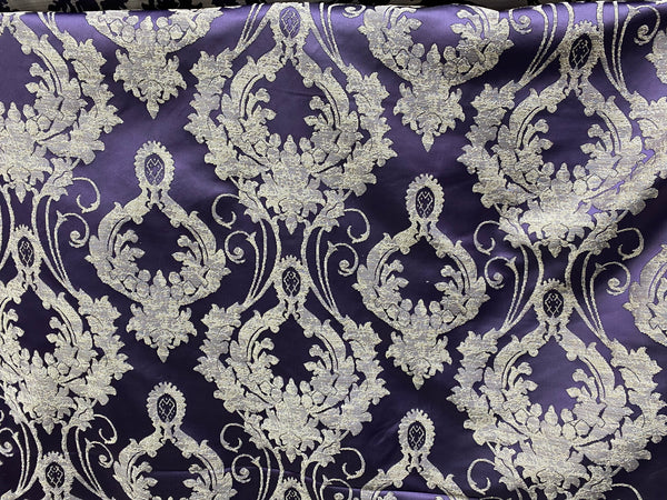 NEW Lord Tustin Brocade Upholstery & Drapery Satin Damask Fabric - Purple - Fancy Styles Fabric Pierre Frey Lee Jofa Brunschwig & Fils