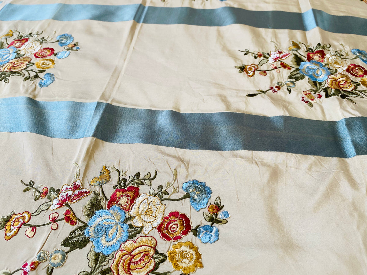 NEW! Lady Lauren Novelty 100% Silk Taffeta Embroidered Fabric - Made in India- Satin Ribbon - Fancy Styles Fabric Pierre Frey Lee Jofa Brunschwig & Fils