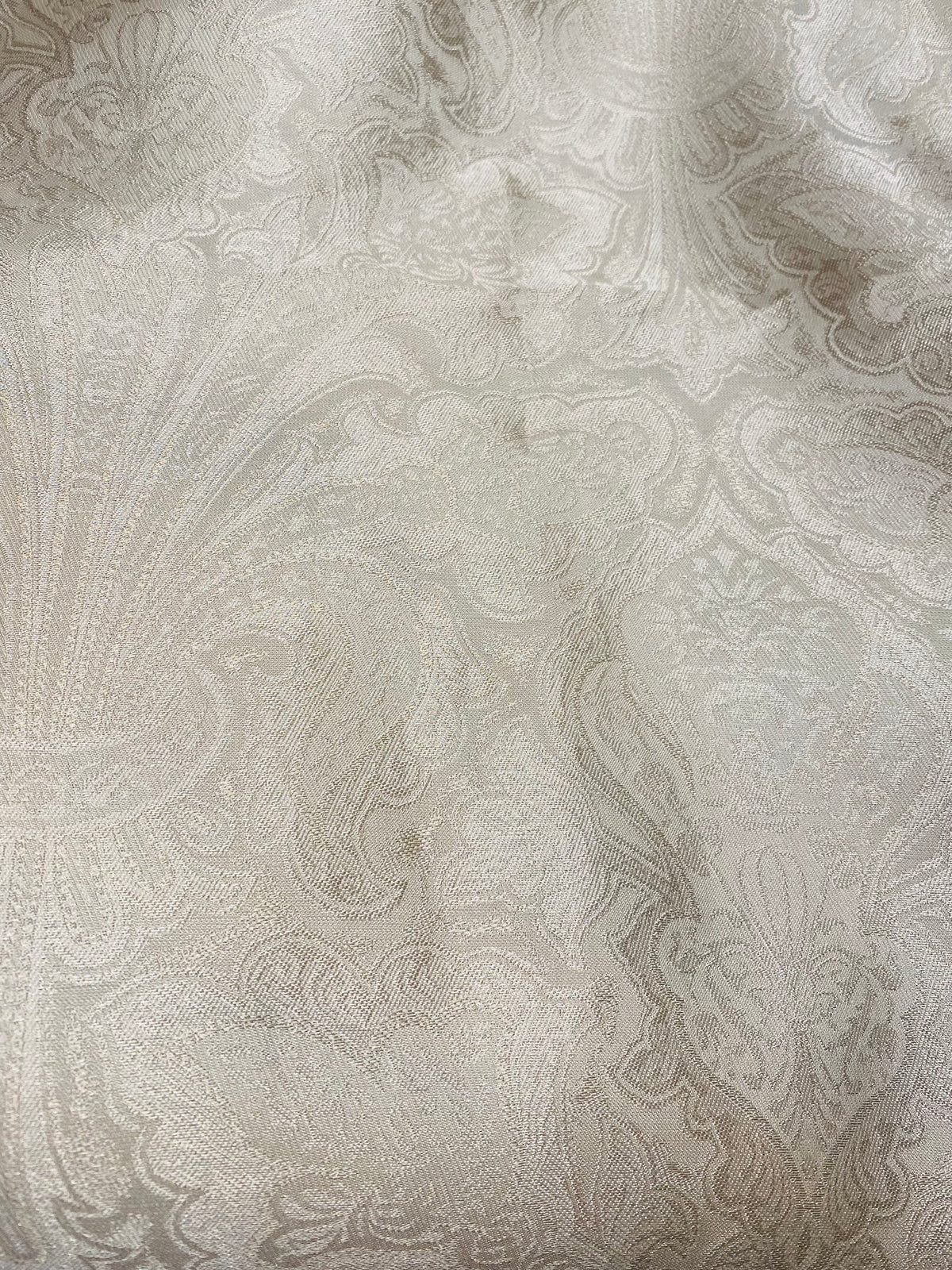 NEW Queen Lita 100% Silk Jacquard Lightweight Paisley Fabric - Cream- SB_8_1 - Fancy Styles Fabric Pierre Frey Lee Jofa Brunschwig & Fils