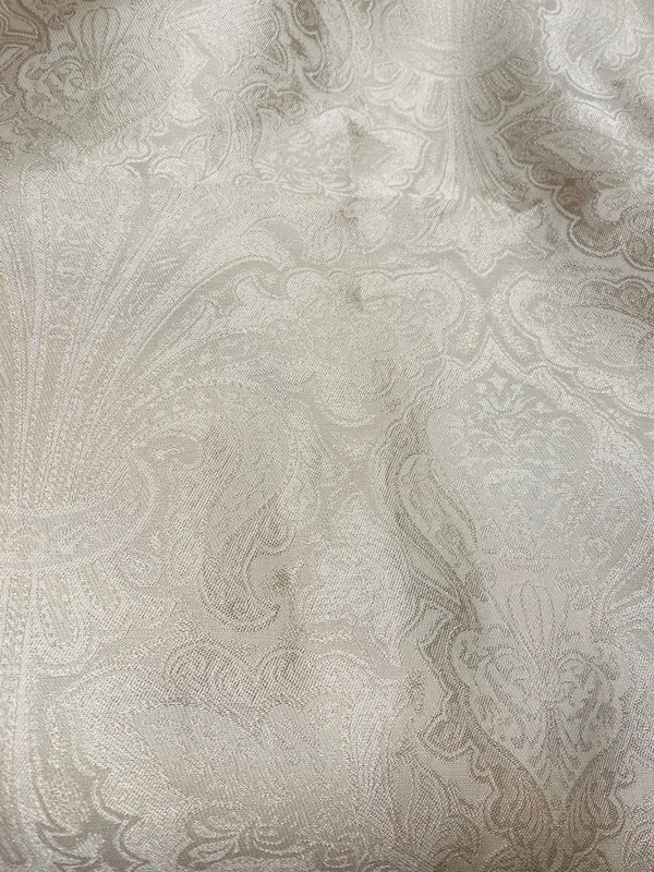 NEW Queen Lita 100% Silk Jacquard Lightweight Paisley Fabric - Cream- SB_8_1 - Fancy Styles Fabric Pierre Frey Lee Jofa Brunschwig & Fils