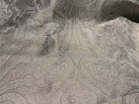 NEW Queen Lita 100% Silk Jacquard Lightweight Paisley Fabric - Grey- SB_8_4 - Fancy Styles Fabric Pierre Frey Lee Jofa Brunschwig & Fils