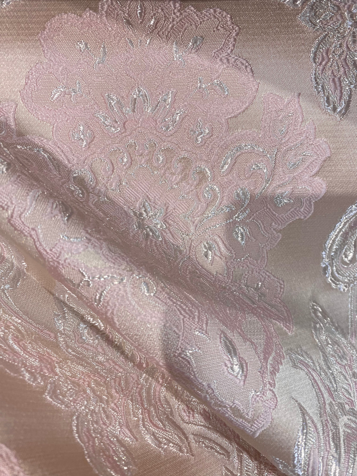 NEW King Rufus Brocade Satin Damask Decorating & Upholstery Fabric- Antique Pink - Fancy Styles Fabric Pierre Frey Lee Jofa Brunschwig & Fils