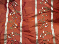 NEW Duchess Litara 100% Silk Taffeta Floral Embroidery Fabric Rust Red - Fancy Styles Fabric Pierre Frey Lee Jofa Brunschwig & Fils