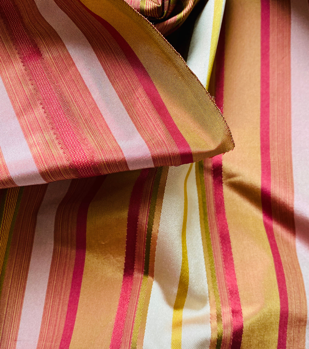 NEW! Lady Leandra 100% Silk Taffeta Fabric -Red and Orange Stripes - Fancy Styles Fabric Pierre Frey Lee Jofa Brunschwig & Fils