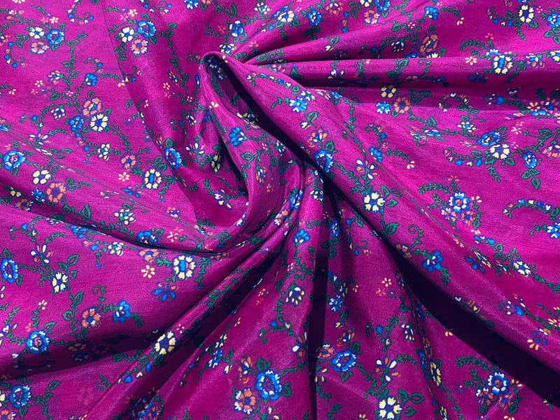 NEW Lady Astra Silk Cotton Blouse Floral Fabric - Magenta - Fancy Styles Fabric Pierre Frey Lee Jofa Brunschwig & Fils