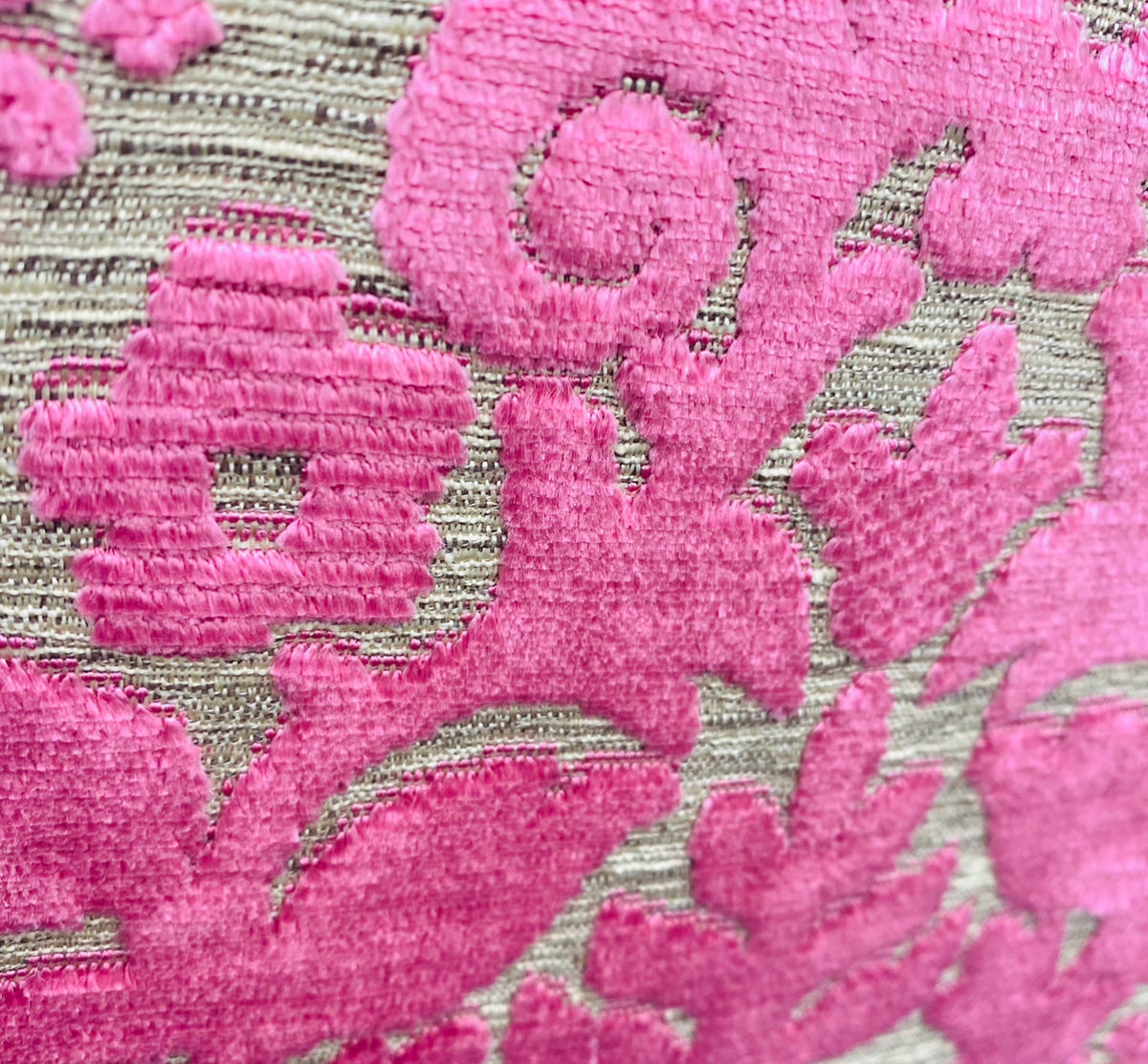 NEW Sir Sanders Novelty Burnout Medallion Chenille Velvet Fabric - Fuchsia Pink - Fancy Styles Fabric Pierre Frey Lee Jofa Brunschwig & Fils