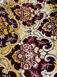 NEW Sir Scott Designer Italian Burnout Medallion Chenille Velvet Fabric Ruby Red and Beige Yellow- Upholstery - Fancy Styles Fabric Pierre Frey Lee Jofa Brunschwig & Fils
