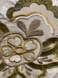 NEW! Duchess Nicole Faux Silk Embroidered Fabric Champagne and Olive - Fancy Styles Fabric Pierre Frey Lee Jofa Brunschwig & Fils