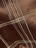 NEW Lady Echo Designer 100% Silk Dupioni Plaid Tartan Ribbon Fabric Brown and Blue SB_3_19