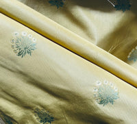 NEW Lady York Novelty Medallion Embroidered 100% Silk Fabric in French Yellow - Fancy Styles Fabric Pierre Frey Lee Jofa Brunschwig & Fils