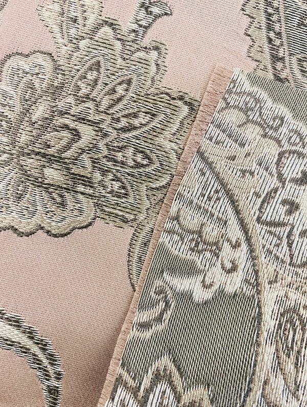 NEW Queen Kat Jacquard Satin Paisley Fabric Made in Italy- Upholstery & Drapery- Pink - Fancy Styles Fabric Pierre Frey Lee Jofa Brunschwig & Fils