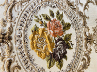 NEW Queen Rose Designer Brocade Satin Fabric- Antique Yellow Pink Roses - Upholstery - Fancy Styles Fabric Pierre Frey Lee Jofa Brunschwig & Fils