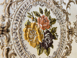 NEW Queen Rose Designer Brocade Satin Fabric- Antique Yellow Pink Roses - Upholstery
